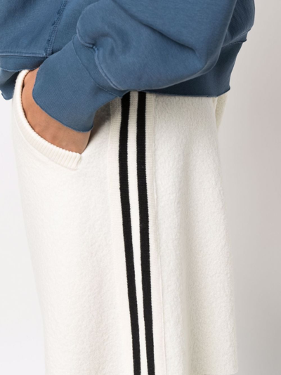 Shop Maison Margiela Wool Stripe Detail Track Shorts In White