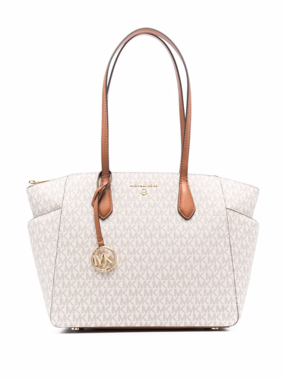 Shop Michael Michael Kors Marilyn Medium Logo Tote Bag In Nude