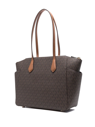 Shop Michael Michael Kors Marilyn Medium Tote Bag In Braun