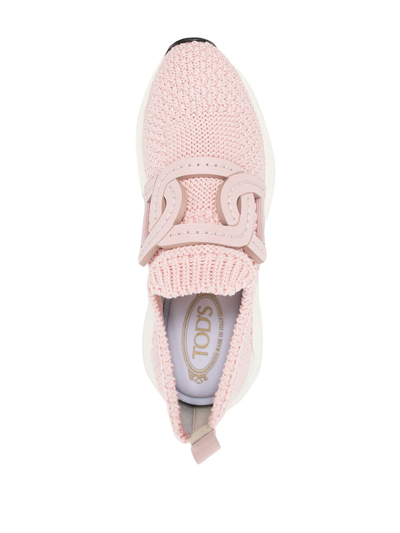 Shop Tod's Slip-on Knit Sneakers In Rosa