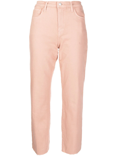 Shop L Agence Sada Mid-rise Frayed Cropped Jeans In Rosa