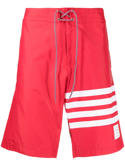 Shop Thom Browne 4-bar Swim Shorts In Rot