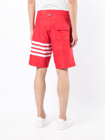 Shop Thom Browne 4-bar Swim Shorts In Rot