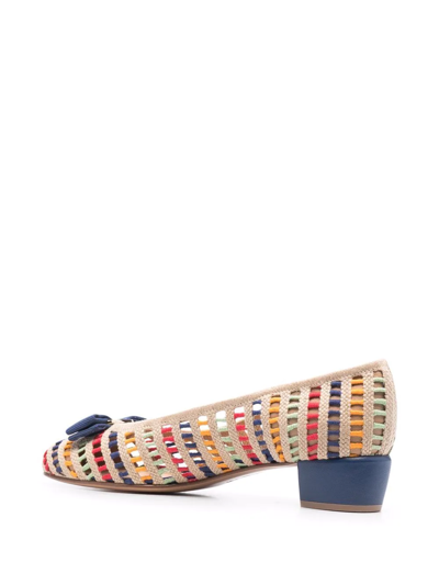 Ferragamo Vara Woven Ballerinas In Nude