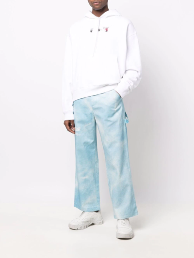 Shop Msftsrep Acid-wash Flared Trousers In Blau