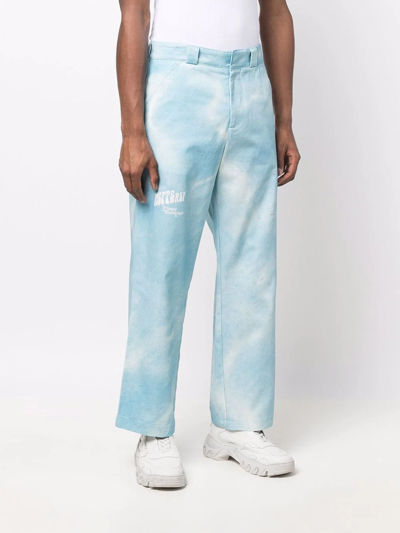 Msftsrep Acid-wash Flared Trousers In Blau