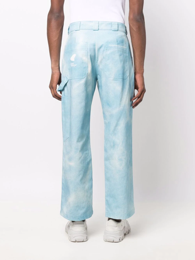 Shop Msftsrep Acid-wash Flared Trousers In Blau