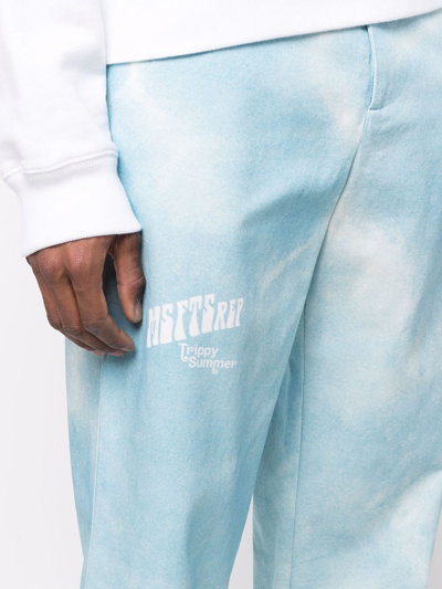 Shop Msftsrep Acid-wash Flared Trousers In Blau