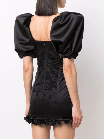 Shop Alessandra Rich Puff-sleeve Mini Dress In Schwarz