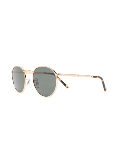 Ray Ban Round Frame Sunglasses In Gold
