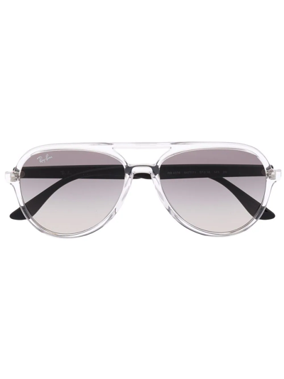 Shop Ray Ban Transparent Aviator Sunglasses In Nude