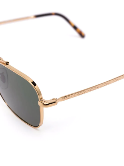 Ray Ban Rectangle Frame Sunglasses In Gold
