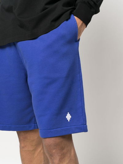 Shop Marcelo Burlon County Of Milan Embroidered-logo Track Shorts In Blau