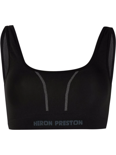 Shop Heron Preston Logo-intarsia Crop Top In Schwarz