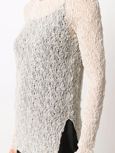 Shop Uma Wang Open-knit Long-sleeve Top In Nude