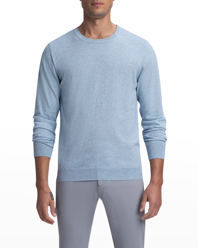 Shop Bugatchi Men's Heathered Cotton/cashmere Crewneck Sweater In Riviera