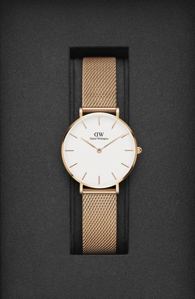 Shop Daniel Wellington Classic Petite Mesh Strap Watch, 32mm In Rose Gold/black /rose Gold