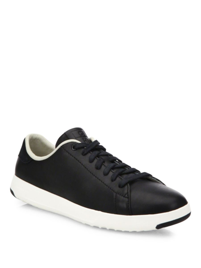 Shop Cole Haan Women's Grandpro Leather Sneakers In Black Optic White