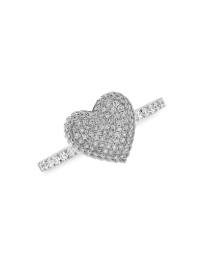 Shop Diana M Jewels Women's 14k White Gold & 0.29 Tcw Diamond Heart Ring