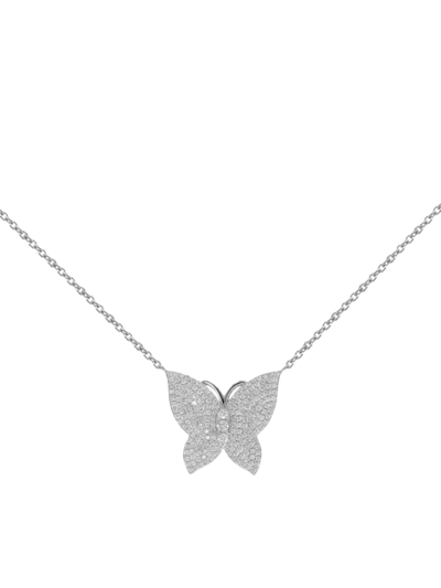 Shop Diana M Jewels Women's 14k White Gold & 0.73 Tcw Diamond Butterfly Pendant Necklace