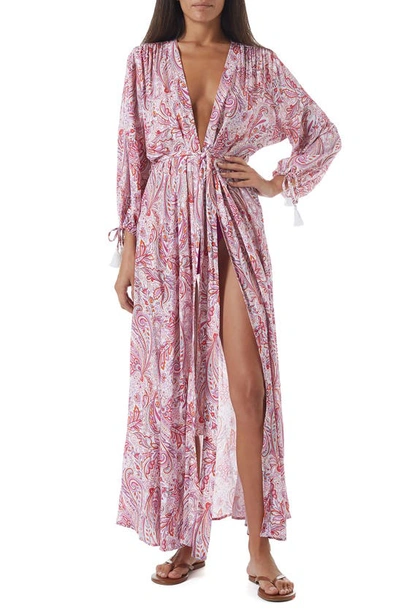 Shop Melissa Odabash Gabby Cover-up Wrap Dress In Floral Pink