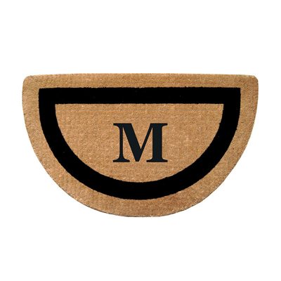 FRONTGATE CLASSIC BORDER HALF-ROUND MONOGRAMMED COCO DOOR MAT 
