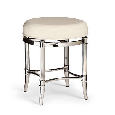 Shop Frontgate Bailey Swivel Vanity Stool In Chrome With Grey Faux Leather