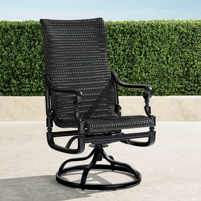 Frontgate Set Of 2 Carlisle Woven Swivel Rocker Dining Chairs
