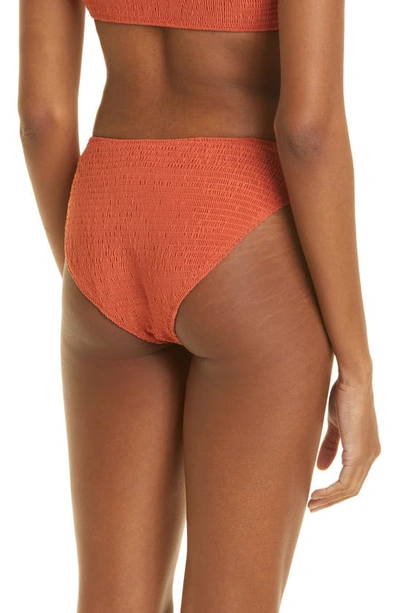 Shop Totême Smocked Mini Bikini Bottoms In Burnt Orange