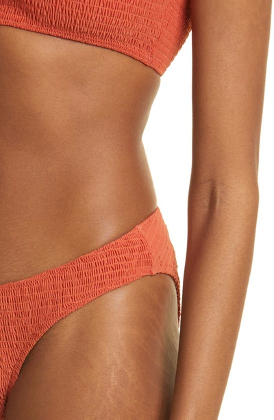Shop Totême Smocked Mini Bikini Bottoms In Burnt Orange