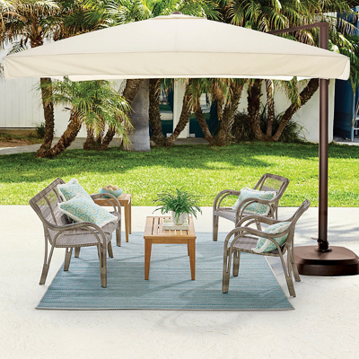 Frontgate 10' Outdoor Umbrella, Cantilever Square Side Mount Umbrella With Base In Bronze,taupe