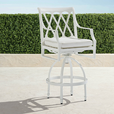 Frontgate Set Of 2 Grayson Swivel Bar Stools In White Finish