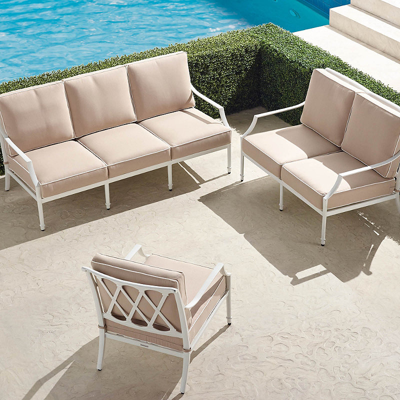 FRONTGATE GRAYSON 3-PC. SOFA SET IN WHITE ALUMINUM 