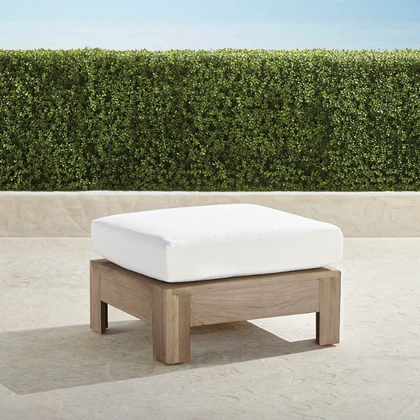 St. Kitts Ottoman In Weathered Teak With Cushion