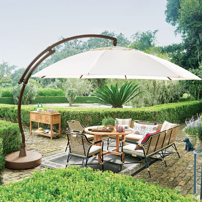 Shop Frontgate European Round Side Mount Umbrella With Base In Heather Canopy