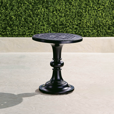 Frontgate Carlisle Pedestal Side Table In Onyx Finish