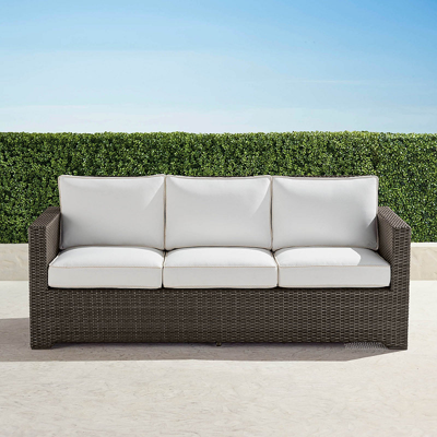 Frontgate Small Palermo Sofa With Cushions In Bronze Finish