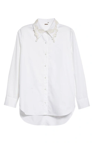Shop Adam Lippes Appliqué Collar Button-up Shirt In White