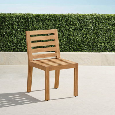 Frontgate Set Of 2 Calhoun Dining Side Chairs In Natural Teak.