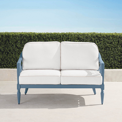 Shop Frontgate Avery Loveseat With Cushions In Moonlight Blue Finish