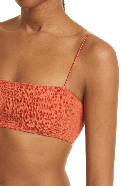 Shop Totême Smocked Bikini Top In Burnt Orange