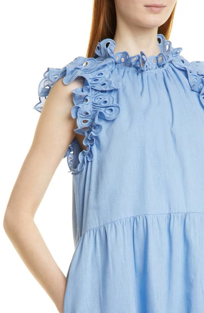 Shop Sea Lee Linen Blend Short Sleeve Dress In Sky