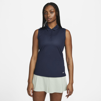 Shop Nike Women's Dri-fit Victory Sleeveless Golf Polo In Blue
