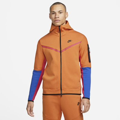 Shop Nike Sportswear Tech Fleece Men's Full-zip Hoodie In Hot Curry,rush Pink,game Royal,black