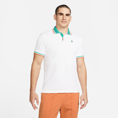 Shop Nike The  Polo Men's Slim Fit Polo In White,washed Teal