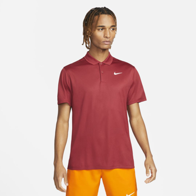 Shop Nike Court Dri-fit Men's Tennis Polo In Pomegranate,white