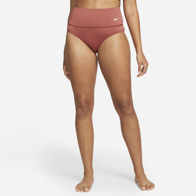 Shop Nike Women's Essential High-waisted Swim Bottoms In Red