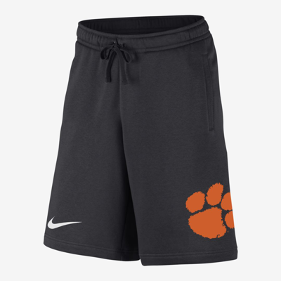 Shop Nike Men's College Club Fleece Swoosh (clemson) Shorts In Grey