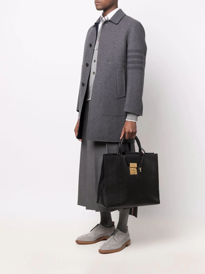 Shop Thom Browne Mr. Thom Tote Bag In Black