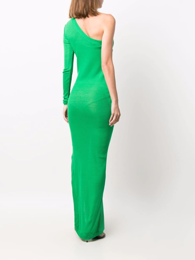 Shop Ami Alexandre Mattiussi Long Dress In Crepe Jersey In Green